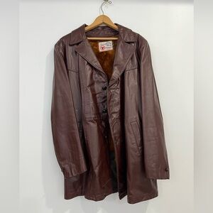Vintage Sears Leather Shop Mens Brown Leather Jacket 44 Tall